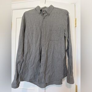 Uniqlo Men's Heather Gray M Button-Up Shirt | 100 % cotton